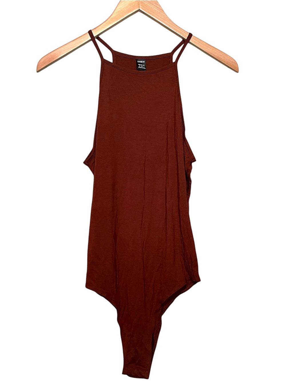 SHEIN Brown High-Neck Tank Bodysuit medium